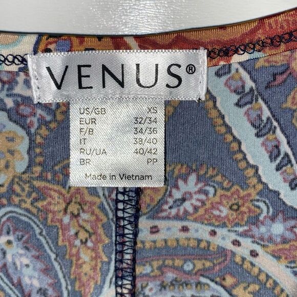 Venus Women's Multicolor Paisley Print Cold Shoulder V-Neck Top Blouse Size XS - Picture 10 of 10